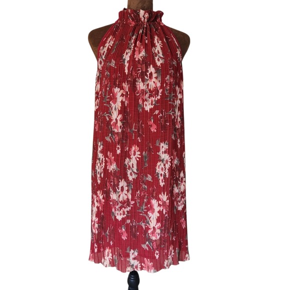 Anthropologie Dresses & Skirts - NWT Anthropologie Sundays Pleated Dress Red Meadow Floral Ruffle Neck S $98